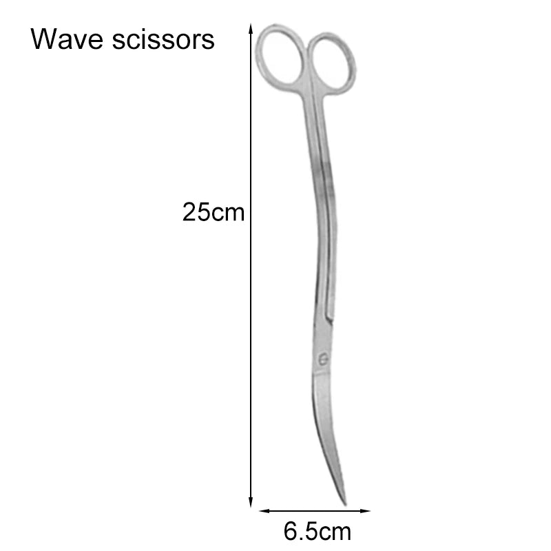 Edelstahl-Wellen-Schere zum Messen, 25 cm lang und 6,5 cm breit.