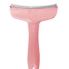 A pink pet slicker brush tool with a metal comb for deshedding dogs and cats.