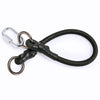 Black nylon quick-release dog leash with an elastic extension and metal clasps