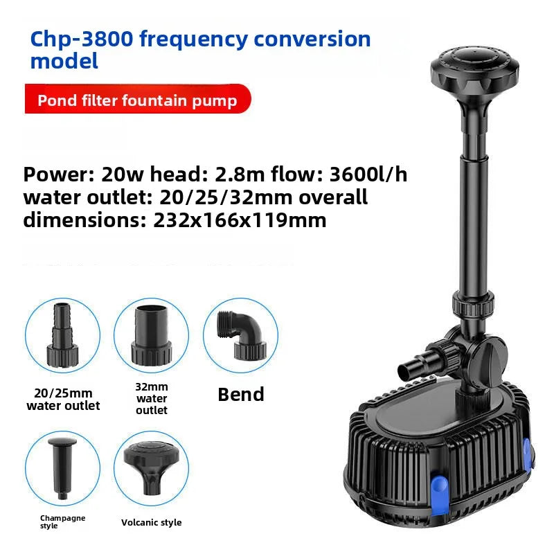 Pompe de filtre à bassin Chp-3800 pour conversion de fréquence avec divers styles de sortie
