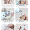 A set of professional pet nail clippers used for grooming cats and dogs, showing various functions like adjusting blade size 