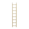 A tall wooden bird ladder with hooks for climbing and perching.