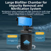 A large biofilter chamber for impurity removal and nitrification system featuring biocotton and filter materials.