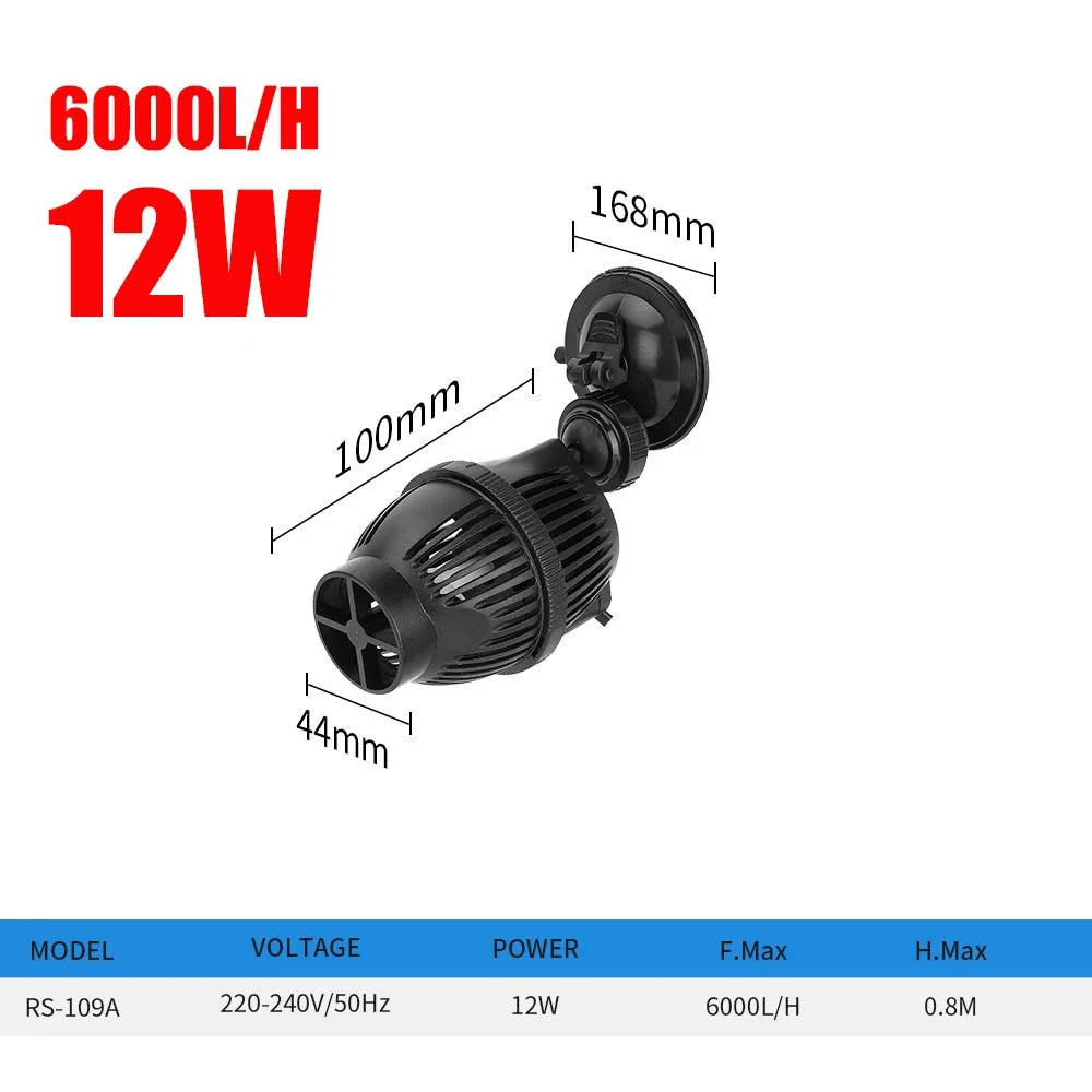 A black submersible water circulation pump with a 168mm diameter and 100mm length.