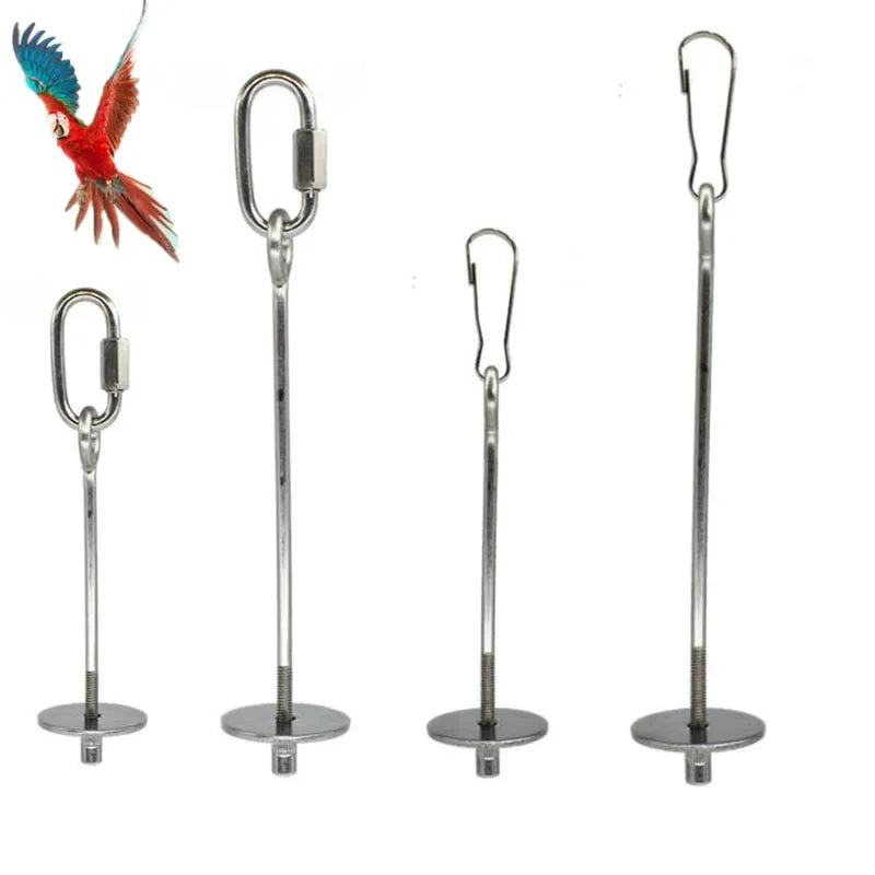 Tenaza de acero inoxidable para alimentar loros con gancho para frutas y verduras