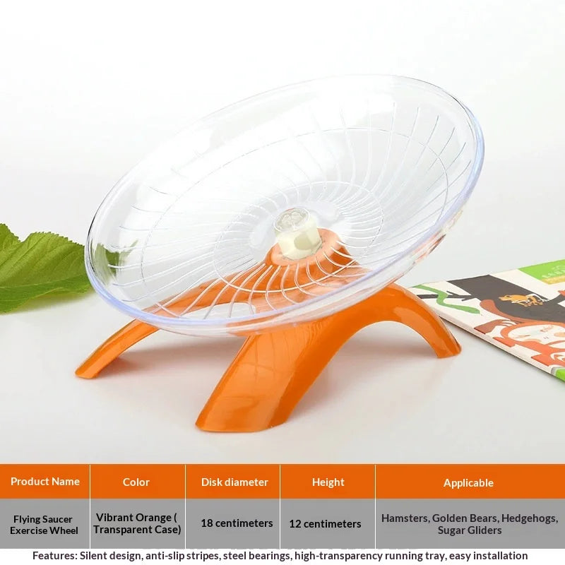 Orange, leise, transparente Laufrad für Hamster und andere Kleintiere