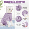 A purple knitted vest with an adjustable neckline and front leg cuff design for a cat