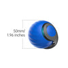 A blue interactive automatic cat toy ball with a black top, shown from the side.