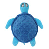 A bright blue interactive sea turtle plush toy with a textured shell and large eyes.