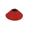 Primer plano de un collar de fieltro rojo diseñado para la recuperación de aves.