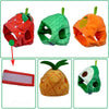 Adorable fruit-shaped pet hats for cats and dogs in strawberry, cucumber, and pineapple designs