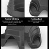 A set of dark gray reptile hide cave decorations featuring texture climbing and feeding bowls.