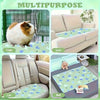 Multipurpose reusable absorbent pet pee pads shown in a cage, sofa, car seat, and bed.