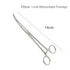 Stainless steel elbow hemostatic forceps shown in a close-up view