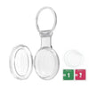 Clear silicone protective cover for an AirTag with a keychain loop and two cleaning wipes