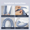 Installation instructions showing steps to secure and adjust a plush non-slip toilet seat cover