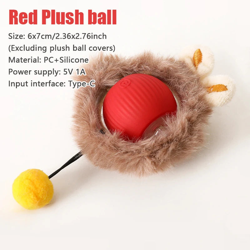 Rote Plüschball-Katzenpuppe mit falssem Schwanz und gelbem Accessoire