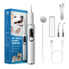A box and various tools for a pet dental plaque remover ultrasonic cleaner, including a handheld device and cleaning tools.