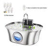 Stainless steel cat water fountain featuring six filter elements and a smart sensor for clean water.