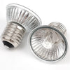 Silberige UVB-Tierheizlampe mit Glas-Glühbirne und Metallbasis