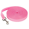 Pink durable nylon dog training leash rolled up for storage