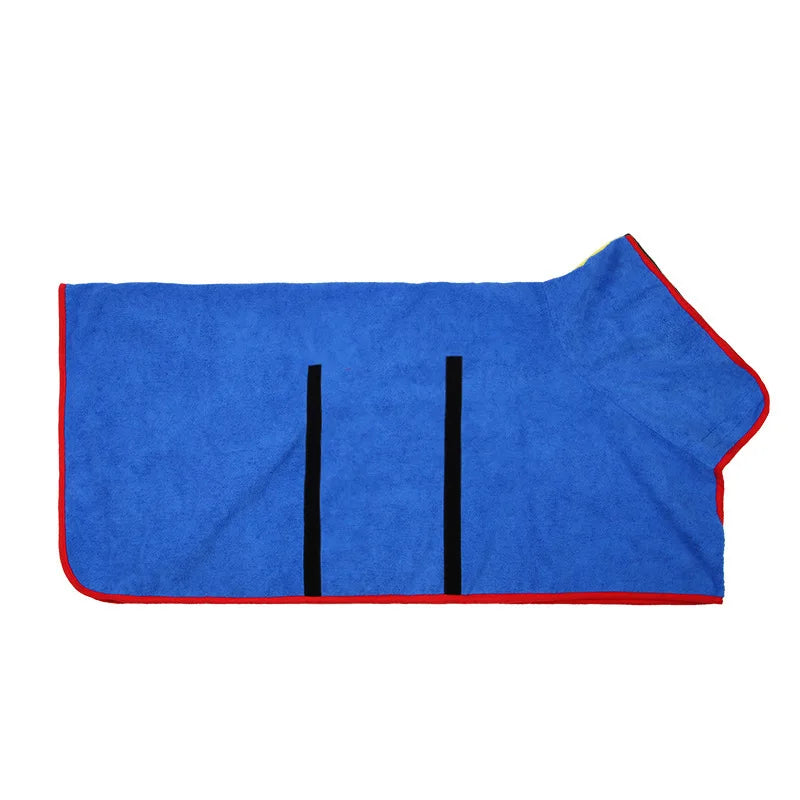Peignoir pour chien bleu absorbant à rayures noires