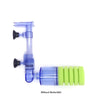 Éponge biochimique bleue claire pour aquarium avec tube en plastique et insert en mousse verte.