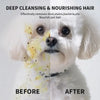 Before and after comparison of pet hair cleaning using deep cleansing and nourishing hair products