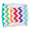 A colorful, striped washable belly band for a male dog, featuring green, yellow, red, and purple patterns.