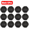 Twelve black reusable lint catchers shown individually against a white background.