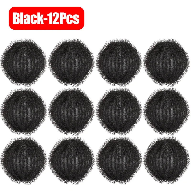 Twelve black reusable lint catchers shown individually against a white background.