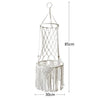 Bohemian macrame cat hammock bed for pet decor with a hanging design and fringe details