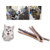Three images showing a cat chewing natural herbal sticks.