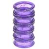 A set of purple silica gel hair scissors, stacked vertically.