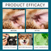 Before and after images showing the efficacy of natural pet ear cleaning drops for dogs, demonstrating soothing, restoring ba