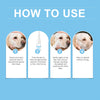 Instructions for using a veterinary tear stain care pen for pets, showing four steps.