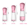Pink 2-in-1 portable pet water and food dispenser with various capacity options