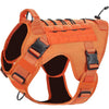 Orange tactical dog harness with handle and hook and loop panels