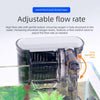 Adjustable flow rate water filter system with a flow regulating valve used in an aquarium.
