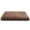 A rectangular, brown ultra plush orthopedic dog bed with a fluffy texture.