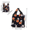 Black fabric reusable foldable bubble shopping bag with orange and white floral embroidery