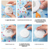 Instructions show how to install an interactive cat teaser toy by opening, placing, and tightening the fabric cover.