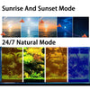 Programmierbare LED-Aquarienbeleuchtung mit Sonnenaufgangs-, Sonnenuntergangs- und 24/7-Naturmodus.
