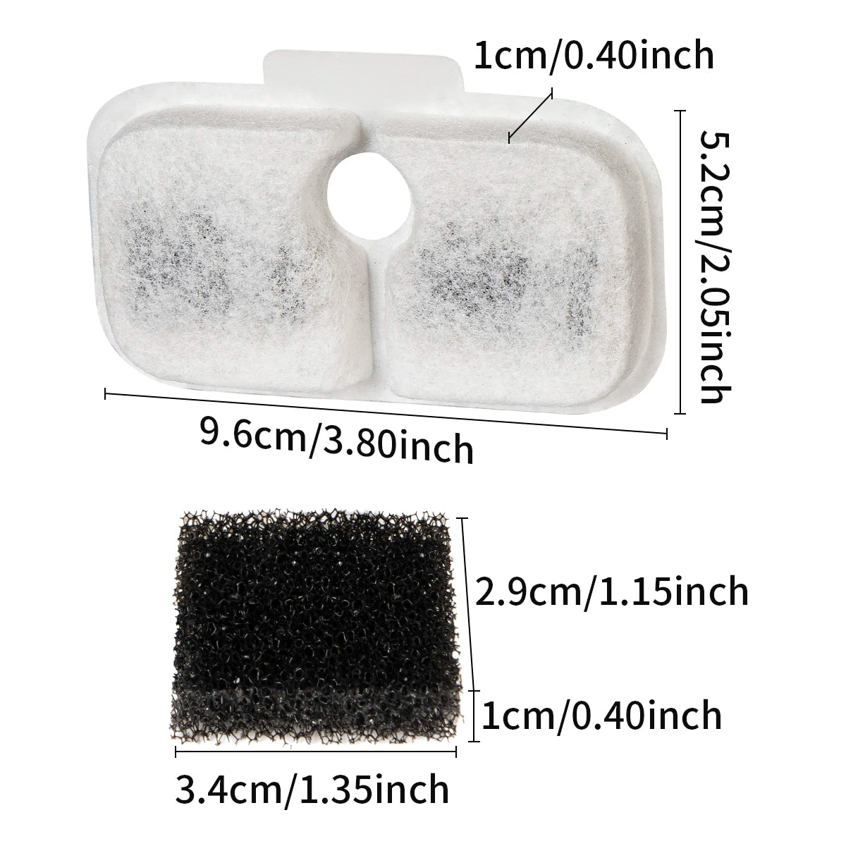 A white pet water filter set consisting of a plastic bowl and a black sponge filter.