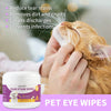A person gently cleans a cat's eye with pet tear stain wipes.
