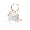 A clear, sculpted cat figurine attached to a gold-colored keyring.