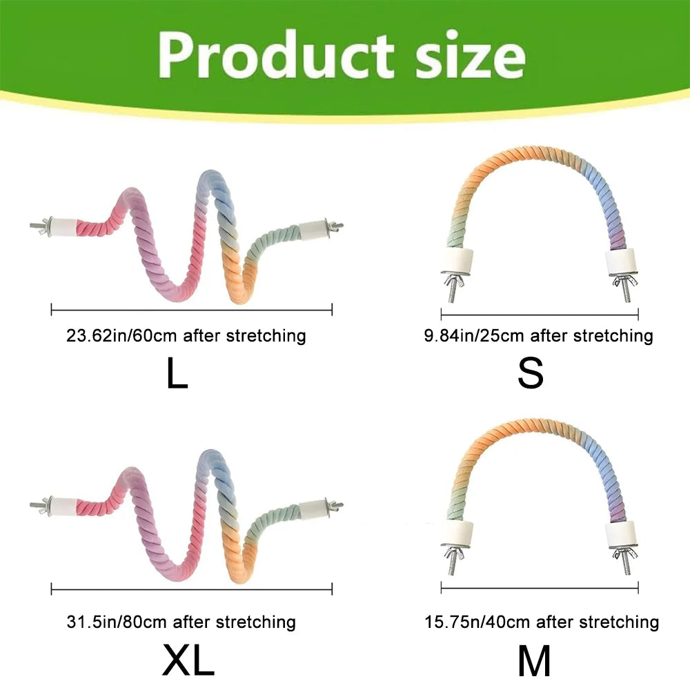Comparison of product sizes L, S, XL, and M showing different lengths and stretching capabilities.