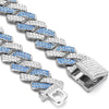 Silver diamond link pet collar for dogs with blue accents