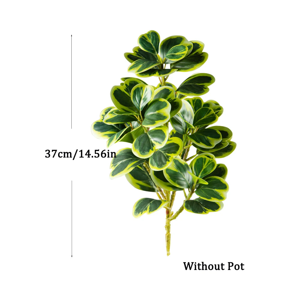 Grüne künstliche Herzblatt-Ficus-Pflanze ohne Topf, 37 cm groß.