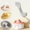 A silicone pet can opener and feeding spoon with a sealing lid shown in various colors and angles.